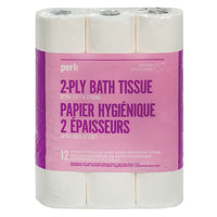Perk 2-Ply Bathroom Tissue - 12 Pack-12 pack ensures you always have enough bathroom tissue on hand