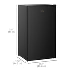 HOMCOM Mini Fridge with Freezer and Reversible Door - Black-Glass shelves facilitate easy cleaning, reducing spill concerns