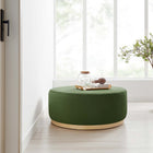 Modway Tilden Large 38" Round Performance Velvet Upholstered Ottoman - Moss Green/Natural-Dense Foam Padding