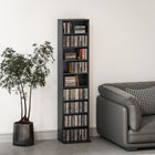 HOMCOM 9-Tier Media Storage Cabinet - 55.1" H - Black-Narrow construction maximises space in small areas