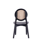 Manhattan Comfort Versailles 18.5" Industry Chic Round Back Dining Chair - Black and Natural Cane - Set of 4-Delivered to you Fully Assembled! No Assembly Required