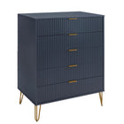 Manhattan Comfort DUMBO Modern Dresser Set and 5-Drawer Tall Dresser Set - Midnight Blue-30 Day Limited Manufacturer's Warranty