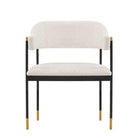 Manhattan Comfort Lia 24.8" Modern Chenille Upholstered Dining Armchair - Cream-Modern Dining Chair for Dining Room and Task Chair Usage