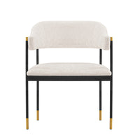 Manhattan Comfort - Fauteuil de salle à manger moderne Lia 24,8 po en chenille crème avec accoudoirs-Chaise de salle à manger moderne pour salle à manger et usage de chaise de travail