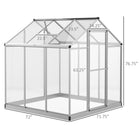 Outsunny - Serre en polycarbonate 6 pi x 6 pi x 6,4 pi- La porte simple à charnière pratique permet un accès facile à l'intérieur  
