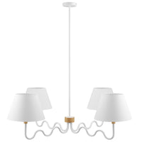 Modway Sunlit Squiggle 4-Arm Pendant Light - Natural/White-Squiggle Arms