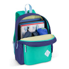 Roots Recycled Backpack - 22.5L  - Colour Block Logo - Navy Green-Dimensions: 11.75" x 4.75" x 16" / 30 x 12 x 40.5 cm