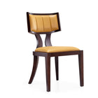 Manhattan Comfort - Lot de 2 chaises de salle à manger traditionnelles Pulitzer 46 cm, revêtement en similicuir camel et noyer-Couture verticale du dossier
