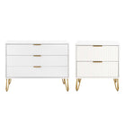 Manhattan Comfort DUMBO Modern 2-Drawer Nightstand and 3-Drawer Dresser Set - White-Modern-Contemporary with a taste of Glam Bedroom Dresser Set. Includes 1 Standard Dresser and 1 Nightstand 2.0.