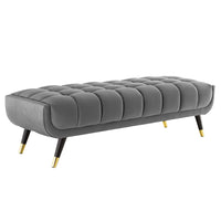 Modway Adept 60" Performance Velvet Bench - Grey-60" Mid-Century Modern Bench