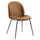 Modway - Scoop Jambe en acier revêtu de poudre noire Cuir végane Chaises de salle à manger Ensemble de 2 - Tan-Pieds en acier noir revêtu de poudre