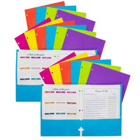 C-Line - Portfolio en papier laminé à 2 pochettes avec perforatrice à 3 trous, assortis, paquet de 18-Dossiers en papier à 2 poches avec finition stratifiée et haute brillance