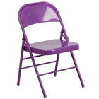 Flash Furniture – Chaise pliante en métal HERCULES COLORBURST à double pivot et triple renfort, violet impulsif (HF3-PUR-GG)-Cadre à triple entretoise