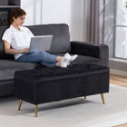 HOMCOM - Banc coffre de rangement large 43 po avec pieds en acier - noir-Pieds en acier avec patins antidérapants pour protéger vos sols des rayures 