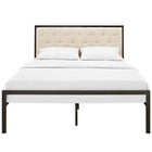 Modway Mia Fabric Queen Bed - Brown Beige-Weight Capacity: 441 lb