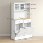 HOMCOM 68" H Kitchen Pantry Cabinet with Charging Station - White-The open shelf and shelf inside the cabinet can be adjusted 3 levels 