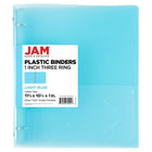 JAM Paper Plastic 1" 3-Ring Binder - Light Blue-Size: 1" Width | Holds up to 175 sheets of paper.