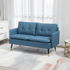 HOMCOM 55" Loveseat Sofa with Button Tufted Back - Blue-Fits in the living room, college dorm, home office, or bedroom  