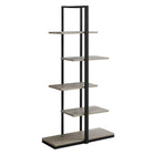Monarch Specialties 7232 60"H Bookcase - Dark Taupe/Black Metal-Open concept shelves, metal finish, MDF