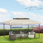 Outsunny 13' L x 10' W Gazebo Replacement Canopy Top - Beige-8 drain holes for water drainage