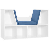HOMCOM 6-Cubby Bookcase with Seat Cushion - Blue-This elegant and stylish bookcase fits well in your home decor
