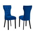 Modway Silhouette Performance Velvet Dining Chairs - Navy - 2 Pack-Solid Wood Frame