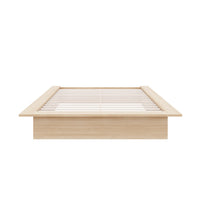 Nexera Malibu Bed Frame - Queen Size - Natural Blonde Oak-Sleek Minimalist Design: Modern Natural Oak platform bed crafted from engineered wood for contemporary elegance