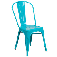 Flash Furniture Crystal Teal-Blue Metal Indoor-Outdoor Stackable Chair-Stackable Bistro Style Chair