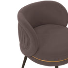 Manhattan Comfort Kaya 22.83" Modern Velvet Upholstered Dining Chair - Grey-Beautiful Low Rounded Back with Pleated Material Design and Gold Ring Seat