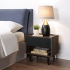Manhattan Comfort Duane Mid-Century Modern TV Stand, Sideboard, Coffee Table and End Table - Dark Brown and Black - Set of 4-Ribbed Design with Wood Grain Laminate Finish