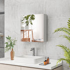 Kleankin Wall Mount Medicine Cabinet with Shelf and Mirror - High Gloss White-Three-layer hidden shelf, great for sharing with the family/friends