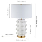 Hudson&Canal - Lampe de table en céramique Farrington de 66 cm de haut avec abat-jour en tissu - Blanc mat/blanc-Dimensions du produit : 16" L x 16" l x 25,5" H