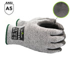 SHOWA - Gant S-TEX lisse en polyuréthane A5 résistant aux coupures - Doublure tricotée en HPPE/acier inoxydable - Gris - Taille L-Préhension Lisse