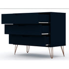 Manhattan Comfort Rockefeller 35.24" Mid-Century Modern 3-Drawer Dresser 2-Piece Set - Tatiana Midnight Blue-Perfect for Storage or Display Items. Anti Tip Kit Included.