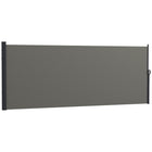 Outsunny Retractable Side Awning - 13' x 5' - Dark Grey-UV30+ PU-coated garden awning protects from wind, sun, and ultraviolet light
