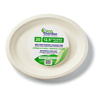 Eco Guardian – Assiettes ovales en bagasse compostable, emballage de vente au détail, 12,5 po, paq./240 (EG-N-A030-S20)-Assiettes en canne à sucre compostable