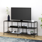 Hudson&Canal Winthrop TV Stand with Metal Shelves for TV's up to 60" - Blackened Bronze-Features easy assembly