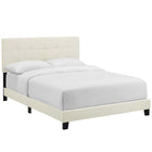 Modway Amira Performance Velvet King Bed - Ivory-Padded Button-Tufted Headboard