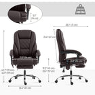 Vinsetto Reclining Massage Office Chair with Adjustable Height and Footrest - Dark Brown-Curved backrest and thick padding provide extra support 