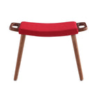 Manhattan Comfort - Geta pouf rembourré tissé en lin de style milieu du siècle 25,2" - rouge et noyer antique-Recouvert d’un tissu en lin durable et résistant aux taches