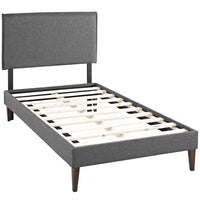 Modway Camille Fabric Twin Platform Bed with Squared Tapered Legs - Grey-Fine Polyester Upholstery