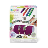 Crayola - Bijoux en faux cristal Creations-CE QUI EST INCLUS : Chaque ensemble comprend 3 bases de bagues, 2 bases de bracelet, 10 bases de biseau, 5 colles à paillettes, un élastique, des cristaux assortis (12 g), un présentoir de bracelet et un guide d'instructions