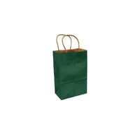 Eddie's 100% Recycled Kraft Shopper Paper Bag - 5-1/2" L x 3-1/4" W x 8-3/8" D - Forest Green - 250 Pack-5-1/2" x 3-1/4" x 8-3/8"