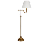 Hudson&Canal - Lampadaire Wellesley 63" de haut avec abat-jour en tissu - Laiton/Blanc-Design moderne et contemporain pour votre salon, bureau, chambre ou coin lecture