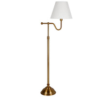 Hudson&Canal - Lampadaire Wellesley 63" de haut avec abat-jour en tissu - Laiton/Blanc-Design moderne et contemporain pour votre salon, bureau, chambre ou coin lecture
