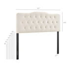 Modway Annabel Stain-Resistant Performance Velvet King Headboard - Alabaster-Diamond Button Tufting