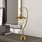 Hudson&Canal - Lampe de table nautique Bay de 56 cm de haut avec abat-jour en verre et métal - Laiton antique/transparent-Une finition en laiton antique fabriquée à la main est appliquée à la base en métal fantaisie