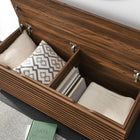 Modway Render Fluted 3-in-1 Hall Tree with Storage Bench & Coat Rack - Walnut-Soft-Close Hinges and Wall-Mount Brackets
