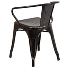 Flash Furniture – Chaise en métal avec accoudoirs pour l’intérieur et l’extérieur, noir/or patiné (CH31270BQ)-Dos courbé avec latte verticale