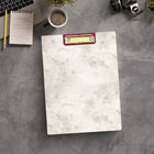 Mead West Village Clipfolio - 12-1/2" H x 9-1/2" W - White/Grey Floral-FSC  certified paper (responsibly sourced)